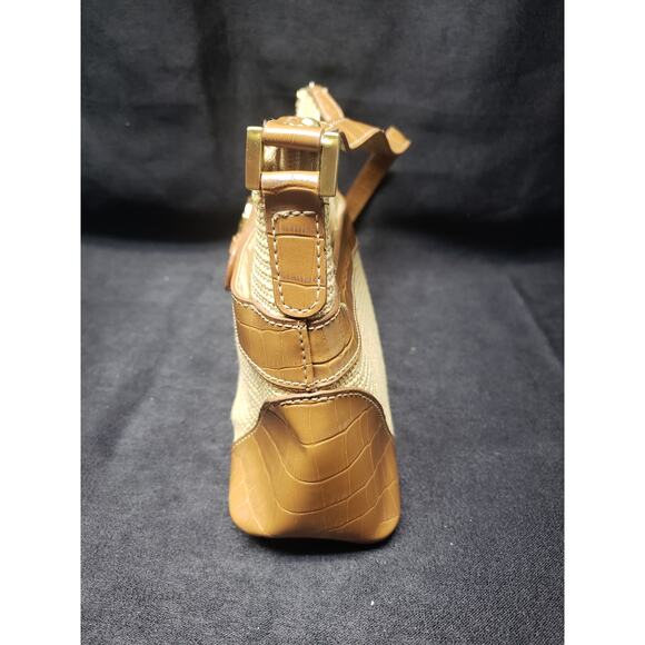 Etienne Aigner Straw / Leather Tan Adjustable Strap Shoulder Hand Bag Purse - Picture 5 of 12